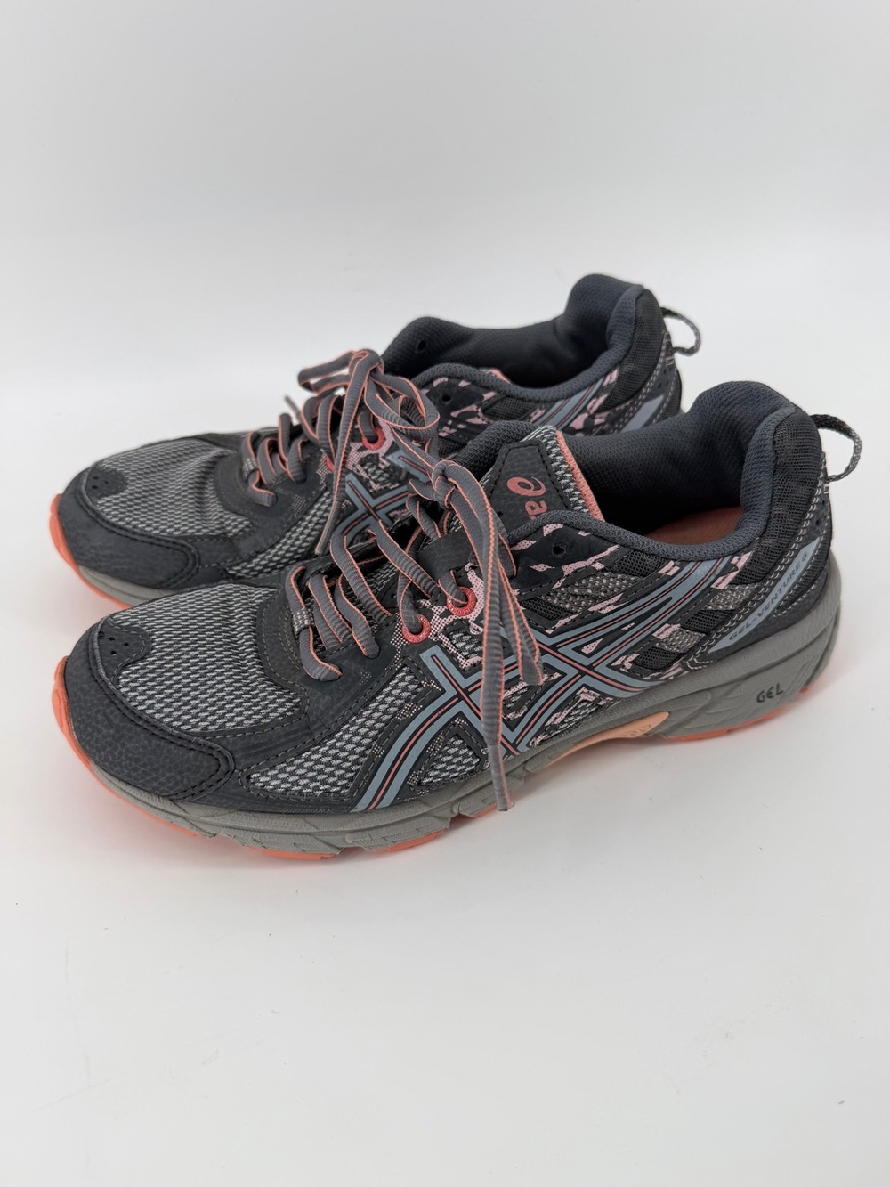 ASICS Women Size 8.5 Gel Venture 6 Gray Pink Trail Running Athletic Sneakers‎